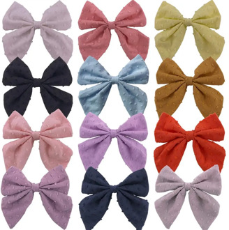 School Girls Hair Clips Jacquard For Baby Bows Haipins Children Long Tail Barrettes Infant Cotton Hair Accessories 4.5 Inches