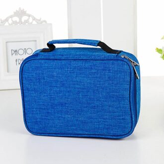School Potlood Gevallen Voor Meisjes Jongen Pencilcase 72 Gaten Pen Box Canvas Multifunctionele Opbergtas Case Pouch Briefpapier Kit blauw