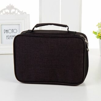 School Potlood Gevallen Voor Meisjes Jongen Pencilcase 72 Gaten Pen Box Canvas Multifunctionele Opbergtas Case Pouch Briefpapier Kit zwart