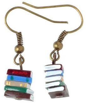 School Retro Bibliotheek Stapel Boeken Oorbellen Multicolor Boeken Oorbellen Sieraden Anniversary Mode Vrouw Sieraden # BL2
