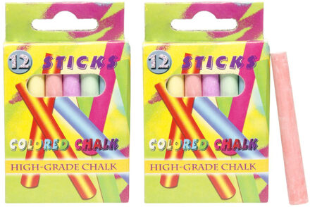Schoolbord krijtjes - 24x - gekleurd - 7,5 cm - schoolkrijtjes - speelgoed