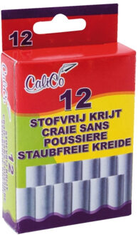 Schoolbordkrijt 12stuks wit stofvrij