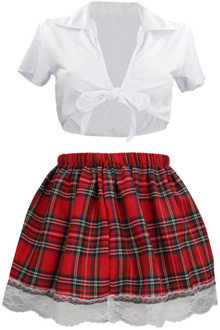 Schoolgirl Kostuum - S/M - Wit