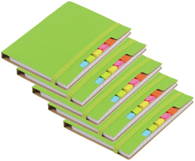 Schoolschrift / notitieboekje - 5x - A6 formaat - 70 gelinieerde pagina's - groen - met balpen