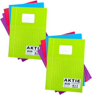Schoolschriften - 10x stuks - A4 - ruitjes schrift - wiskunde - gekleurd - rekenschriften voordeelse