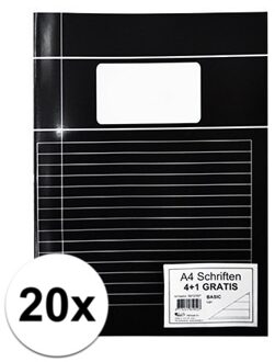 Schoolschriften - 10x stuks - zwarte kaft - A5 formaat - met lijntjes