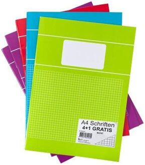 Schoolschriften A4 - ruitjes/wiskunde - 10x stuks - gekleurd - rekenschriften - setprijs