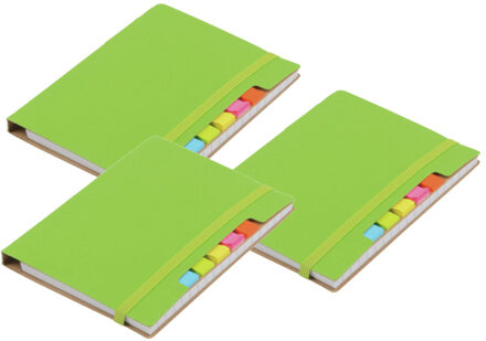 Schoolschriften/notitieboeken - Pakket van 3x stuks - A6 formaat - 70 gelinieerde pagina - groen - m