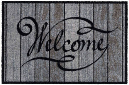 Schoonloopmat Ambiance Welcome Wood Classic 50x75 Cm Grijs