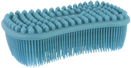 Schoonmaak afwas pannen/schalen spons - silicone- 2 zijdig - blauw - 14 x 7 cm