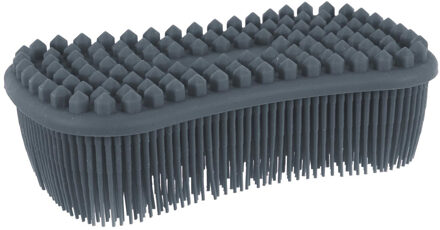 Schoonmaak afwas pannen/schalen spons - silicone- 2 zijdig - zwart - 14 x 7 cm