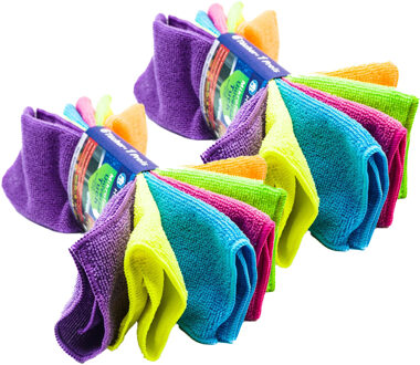 Schoonmaakdoekjes - 12x stuks - microvezel - neon kleuren - 30 x 30 cm - dweiltjes