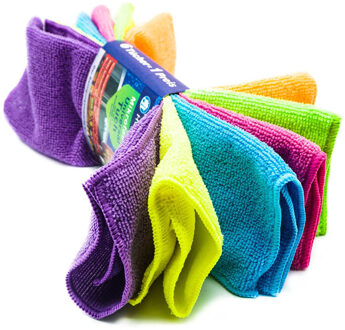 Schoonmaakdoekjes - 6x stuks - microvezel - neon kleuren - 30 x 30 cm - dweiltjes