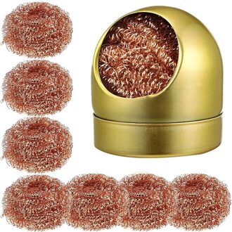 Schoonmaken Bal Desolderen Soldeerbout Mesh Filter Cleaning Nozzle Tip Koperdraad Cleaner Ball Met Bal Shell Houder 8Pcs