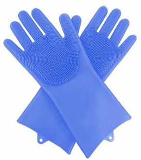 Schoonmaken Handschoenen Keuken Siliconen Schotel Scrubber Handschoen Magic Dish Washing Glove Voor Huishoudelijke Scrubber blauw