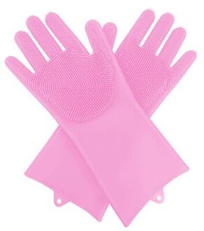 Schoonmaken Handschoenen Keuken Siliconen Schotel Scrubber Handschoen Magic Dish Washing Glove Voor Huishoudelijke Scrubber roze