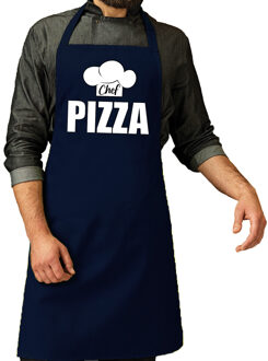 Schort chef pizza navy voor heren - Feestschorten Blauw