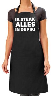 Schort Ik steak alles in de fik zwart voor dames - Feestschorten