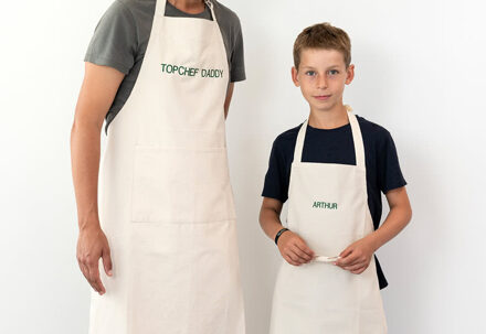 Schortenset met borduring voor Volwassenen en Kinderen - Beige