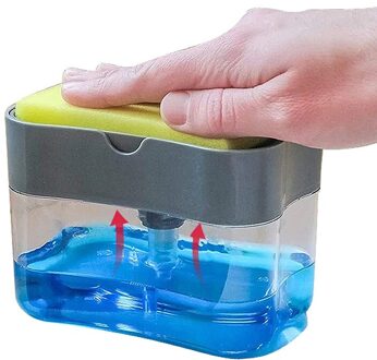 Schotel Zeepdispenser Voor Keuken, Zeepdispenser, Keuken Zeepdispenser Met Spons Houder, Spons Caddy, zeep Pomp Dispenser grijs