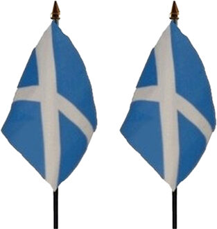 Schotland - 2x - mini vlaggetje van 10 x 15 cm op stokje - Landen vlag - H27 cm