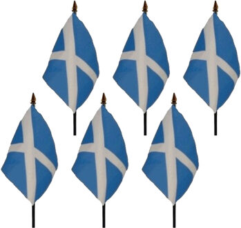 Schotland - 6x - mini vlaggetje van 10 x 15 cm op stokje - Landen vlag - H27 cm