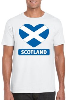 Schotland t-shirt met schotse vlag in hart wit heren m