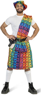 Schotse Kilt Regenboog met Baret Heren Multikleur - Print