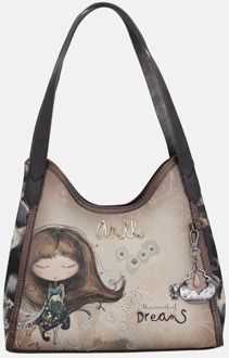 schoudertas buidel beige multi