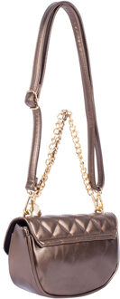 Schoudertas in metallic look Dames DONKER GOUD