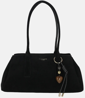 schoudertas suedine noir Zwart