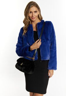 Schoudertas van imitatiebont Dames zwart - One Size