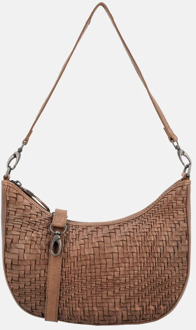 schoudertas vlechtwerk bruin Cognac
