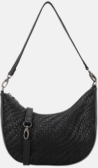 schoudertas vlechtwerk zwart