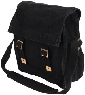 Schoudertas - zwart - pukkel - katoen - 25x24x10 cm - pukkel leger tas