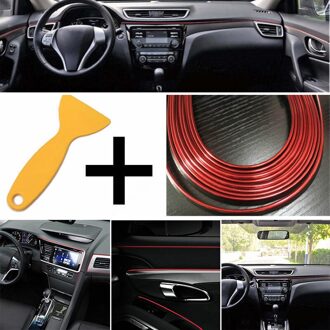 Schraper Auto Interieur Sticker Lijn Diy Flexibele Cut-To-Fit Rode Styling Strip Trim Decals Deur Moulding