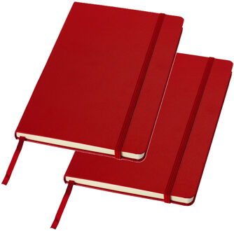 Schrift met harde kaft gelinieerd A5 - 2x - Rood - School schrift - opschrijfboekje - notitieboekje