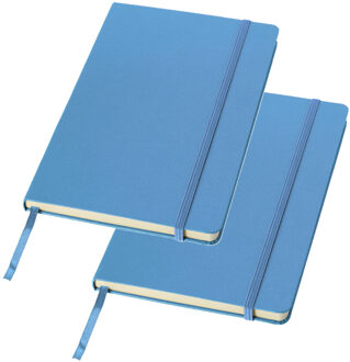 Schrift met harde kaft gelinieerd A5 - 2x stuks - Blauw - School schrift - opschrijfboekje - notitie