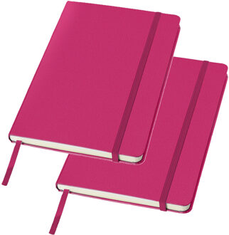 Schrift met harde kaft gelinieerd A5 - 2x stuks - Roze - School schrift - opschrijfboekje - notitieb