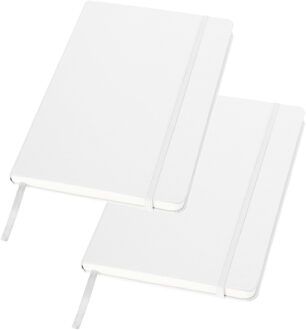 Schrift met harde kaft gelinieerd A5 - 2x stuks - Wit - School schrift - opschrijfboekje - notitiebo