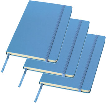 Schrift met harde kaft gelinieerd A5 - 3x stuks - Blauw - School schrift - opschrijfboekje - notitie