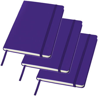 Schrift met harde kaft gelinieerd A5 - 3x stuks - Paars - School schrift - opschrijfboekje - notitie