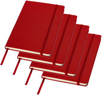 Schrift met harde kaft gelinieerd A5 - 4x - Rood - School schrift - opschrijfboekje - notitieboekje