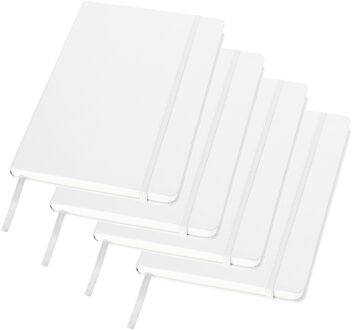 Schrift met harde kaft gelinieerd A5 - 4x - Wit - School schrift - opschrijfboekje - notitieboekje