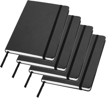 Schrift met harde kaft gelinieerd A5 - 4x - Zwart - School schrift - opschrijfboekje - notitieboekje
