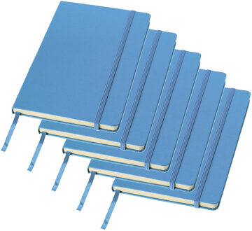 Schrift met harde kaft gelinieerd A5 - 5x stuks - Blauw - School schrift - opschrijfboekje - notitie