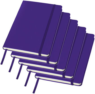 Schrift met harde kaft gelinieerd A5 - 5x stuks - Paars - School schrift - opschrijfboekje - notitie