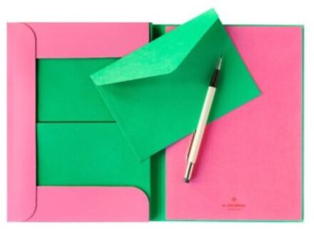 schrijfpapier met enveloppen, pink and green