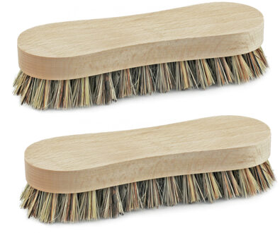 Schrobborstel achtvorm - 2x - hout - natuurlijke vezels - 17 x 5 cm - voor diverse oppervlaktes
