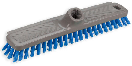 Schrobborstel - grijs/blauw - incl. schroefdraad - kunststof - L28 cm x D6 cm - schoonmaakartikelen